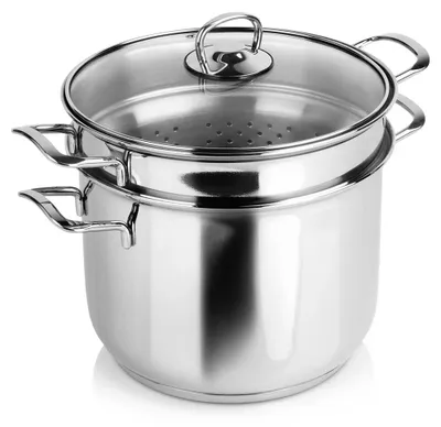 Obrázok produktu pre Anett – Nerezový hrniec s pokrievkou z tvrdeného skla – objem 6 litrov – Veľký hrniec