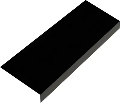A 3D rendering of a black metal sheet with a gray edge, presented on a white background.