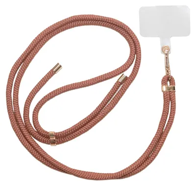 Produktbild von Universelle Handykette Easy Cord Hellbraun mit Clip und transparenter Erweiterung