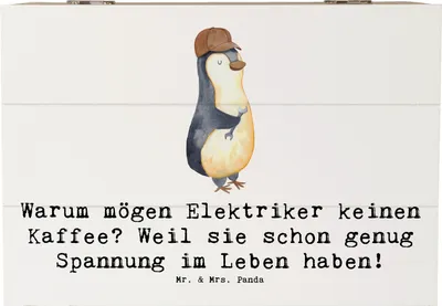 Produktbild von Mr. & Mrs. Panda Kiste Elektriker Witz 22 x 15 cm - Weiß - Geschenk, Beruf, Stress, Berufspassion, Elektrotechnik, kreative Geschenke, fotobox, geschenkkiste, Handwerker