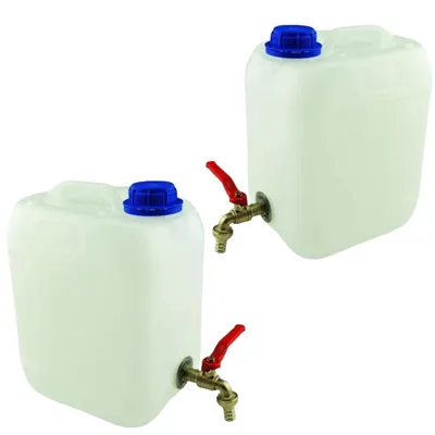 Produktbild von Wasserkanister 10l Wasserbehälter mit Hahn 2 Stuck Kunststoff Trinkwasserkanister Campingkanister für Haus, Garten, Auto, Camping, dichten Verschluss
