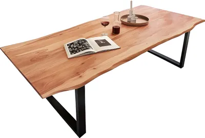 Produktbild von SAM® Esstisch Baumkante massiv Akazie natur 180 x 90 schwarz QUINN