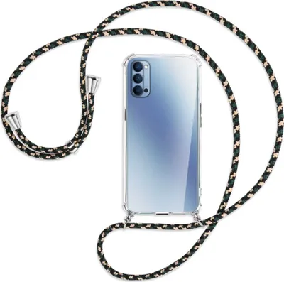 Produktbild von Handykette Backcover-Schutzhülle mit Band (Metall silberfarben) für Oppo Reno4 5G - camouflage