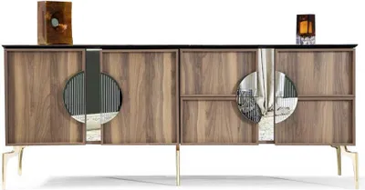 Immagine prodotto di Credenza Credenza di design in legno scaffale mobile marrone cassettiera