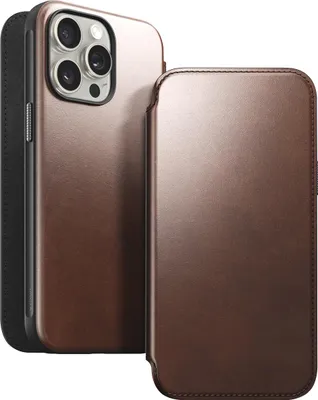 Produktbild von Nomad Modern Leather Folio, Folio, Apple, iPhone 15 Pro Max, 17 cm (6.7"), Braun
