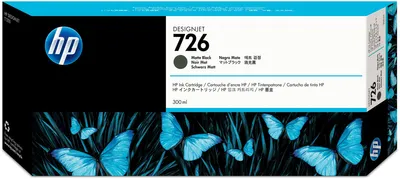 Produktbild von HP 726 Mattschwarz DesignJet Druckerpatrone, 300 ml, HP DesignJet T1200-Druckerserie; HP DesignJet T1200 HD Multifunktionsdrucker; HP DesignJet T2300..., Thermal Inkjet, Schwarz, CH575A, Singapur, 283 mm