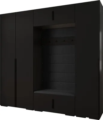 Produktbild von MEBLE KRYSPOL Inova 1 Möbelset Garderobe, 236,7x250x47cm - Schwarz, Manila 18, Schwarz