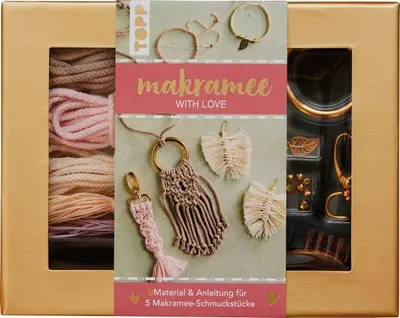 Produktbild von TOPP Verlag Makramee-Schmuckset „With Love“ in Rosé & Natur, Schmuck-Set, Gemischte Farben, 5 Stück(e), Offener Kasten