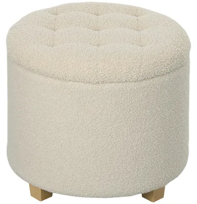 Produktbild von HOMCOM Sitzbank Polsterbank mit Stauraum Bettbank mit Teddy-Fleece Cremeweiß