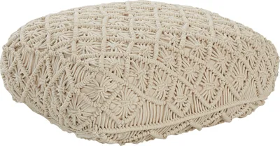 Produktbild von BELIANI Bodenkissen Beige Baumwolle 50 x 50 x 20 cm Makramee Muster Quadratisch Modernes Design Sitzkissen für Wohnzimmer Schlafzimmer