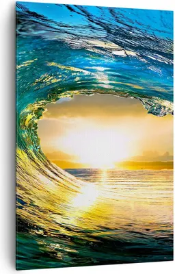 Produktbild von Bild auf Leinwand - Leinwandbild - Einteilig - Ozean Welle Sonne Klima - 80x120cm - Wand Bild - Wanddeko - Wandbilder - Leinwanddruck - Wanddekoration - Leinwand bilder - Wandbild - PA80x120-2779