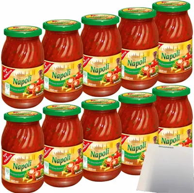 Produktbild von Gut & Günstig Nudelsauce Napoli mit feinen Kräutern abgeschmeckt 10er Pack (10x400ml) +usy Block
