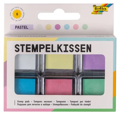 Stempelkissenset Pastell, 6 Stempelkissen, verschiedene Farben