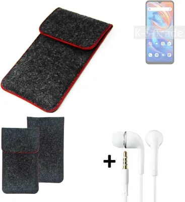 Produktbild von K-S-Trade Handy Schutz Hülle kompatibel mit UMIDIGI A13 Schutzhülle Handyhülle Filztasche Pouch Tasche Case Sleeve Filzhülle dunkelgrau roter Rand