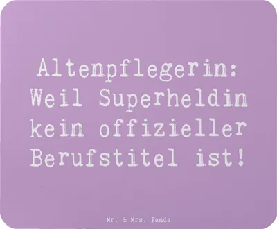 Produktbild von Mr. & Mrs. Panda Mauspad Spruch Altenpflegerin Superheld - Lavendeltraum - Geschenk, laptop mousepad, pc, Wertschätzung, Berufspassion, Gesellschaftsstütze, Beruf, Berufe