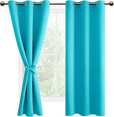 Image de Rideaux occultants, lot de 2, thermiques, 228 x 117 cm, turquoise