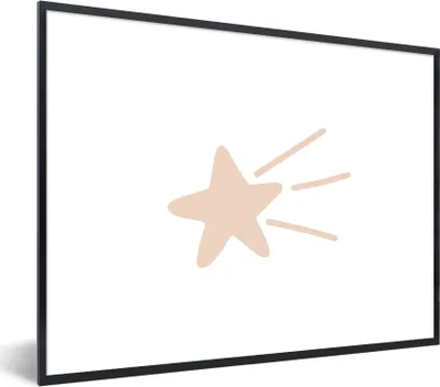 Produktbild von MuchoWow® Gerahmtes Poster Fallender Stern - Pastell - Kinder - Rosa - Kinder 80x60 cm - Poster mit Schwarzem Bilderrahmen Wandposter Rahmen Foto Bilder - Schwarzem - Mit Gestell