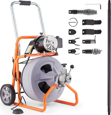 Produktbild von Rohrreinigungsmaschine - Automatischer Rohrreiniger mit Rädern - 22,86 m x 12,7 mm - Effiziente Rohrreinigungslösung