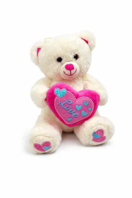 Produktbild von Plüschtier Teddybär 20 cm Beige mit Herz Rosa „Ich liebe Dich“ – Kuscheltier, Stofftier