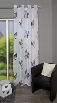 Produktbild von Home Wohnideen Ösenschal Druck Blätter 245 x 140 cm Grau