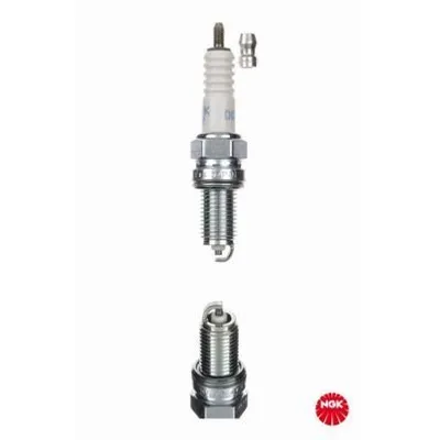 Two spark plugs are shown against a white background. One is fully assembled and the other is partially disassembled.