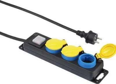 Produktbild von Renkforce 350E-CMB Steckdosenleiste mit Schalter 3fach Schwarz, Gelb, Blau Schutzkontakt 1 St.