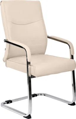 Produktbild von CLP Esszimmerstuhl Hobart Freischwinger gepolstert mit Rückenlehne und Armlehnen creme Material Kunstleder