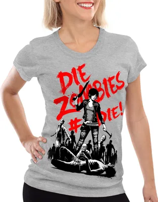 Produktbild von style3 Die Zombie Damen T-Shirt walking horror dixon the halloween dead, Farbe:Grau meliert, Größe:XL