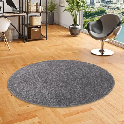 Produktbild von Teppich Hochflor Shaggy Cottage Grau Rund, Größe:400 cm Rund
