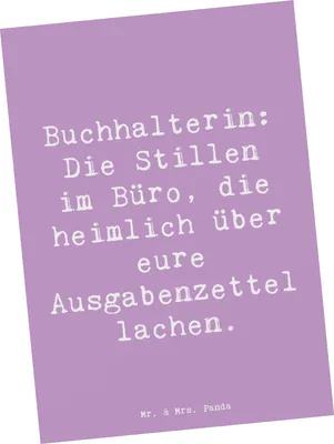Produktbild von Mr. & Mrs. Panda Postkarte Spruch Buchhalterin Humor - Lavendeltraum - Geschenk, Berufsgestaltung, Grußkarte, Fotokarte, kunstkarte, Berufspassion, Details, Berufsalltag