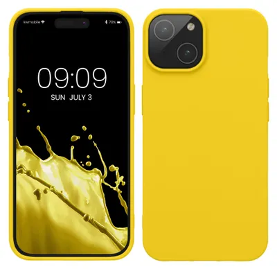 Produktbild von kwmobile Hülle kompatibel mit iPhone 15 Hülle - Weiche und schlanke TPU Silikon Handyhülle - Stoßabsorbierendes Flexibles Case - Strahlend Gelb