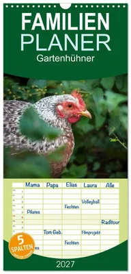 Produktbild von Familienplaner 2027 - Gartenhühner mit 5 Spalten (Wandkalender, 21 x 45 cm) CALVENDO