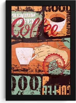 Produktbild von MuchoWow® MuchoWow® Gerahmtes Poster Kaffee - Retro - Collage 20x30 cm - Poster mit zchwarzem Bilderrahmen - Drucken - Bilder Poster im Rahmen