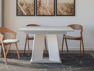 Immagine prodotto di Tavolo da pranzo moderno allungabile RANDOY - grigio / bianco