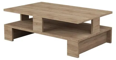 Image de Table basse en panneau mélaminé chêne 80 x 27,5 x 50 cm, style scandinave