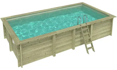 Immagine prodotto di Piscina in legno AQUA 7 x 3.75 - H.1.45 m, sabbia, Su telaio - senza cementazione