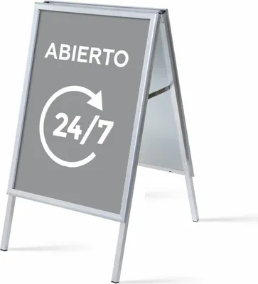 Produktbild von Showdown Kundenstopper - DIN A1 - Komplett-Set - Abierto 24/7 Spanisch - Grau/Schwarz