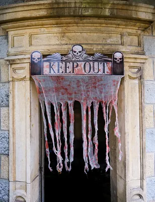 Obrázok produktu pre Krvavý handrový záves Halloween dekorácia bielo-červená 97x137cm - jedna veľkosť pre všetkých
