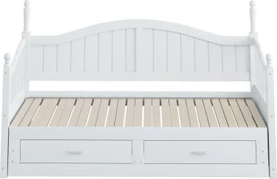 Produktbild von Flieks Tagesbett Holzbett mit Ausziehbett 90x190cm, Einzelbett Stauraumbett mit Schubladen, Kinderbett Jugendbett Daybed Gästebett, Weiß