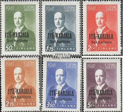 Produktbild von Briefmarken Finnische Bes. Ostkarelien 1942 Mi 16-21 (kompl.Ausg.) postfrisch Aufdruckausgabe