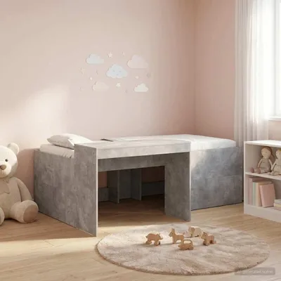 Produktbild von vidaXL Hochbett mit Schreibtisch fš¹r Kinder Betongrau 75 x 190 cm