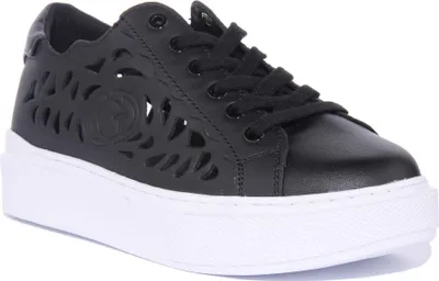 Produktbild von Guess Pepzi Frauen Schnürung Leder Mischung Turnschuhe Schwarz – undefined / Schwarz