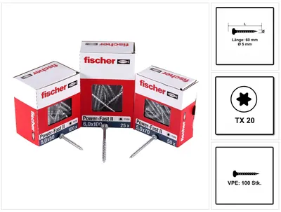 Produktbild von FISCHER Power-Fast II Halbrundkopfschraube 5,0x60