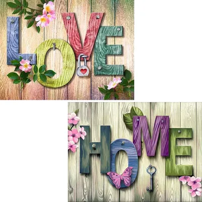 Produktbild von 2 Sätze Diamond Painting mit Zubehör Werkzeuge, 30x40cm 5D DIY Diamond Painting Bilder Set Crystal Strass Stickerei Painting Handwerk Haus Dekoration (Home & Love)