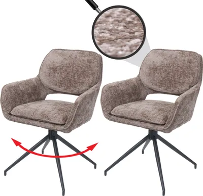 Produktbild von 2er-Set Esszimmerstuhl MCW-N74, Küchenstuhl, drehbar Auto-Return, Stoff Chenille (490g/m²) braun