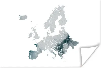 Produktbild von MuchoWow® Poster Karte von Europa - Aquarell - Grau 120x80 cm - Bilder