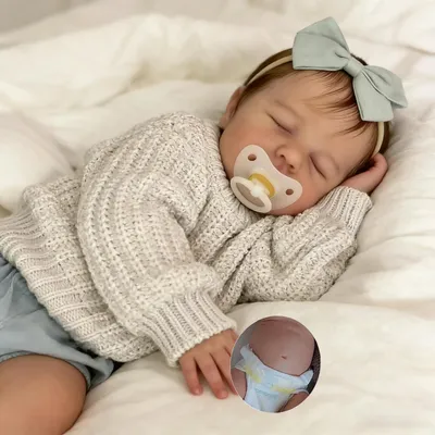 Produktbild von Babypuppe 50 cm - Vollkörper - Silikonvinyl - Realistisch - Bewegliche Gliedmaßen - Mit Zubehör