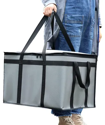 Immagine prodotto di Borsa termica XXXL, 61 x 35,5 x 38 cm, grigia, riutilizzabile, per alimenti