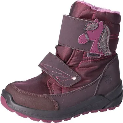 Produktbild von RICOSTA Boots GAREI Wetterfest durch den Winter HighTech/Textil Klettverschluss Warmfutter Mädchen brombeer Rot Pferd Größe 34