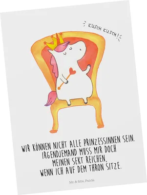 Produktbild von Mr. & Mrs. Panda Postkarte Einhorn König - Weiß - Geschenk, Bundeskanzler, Präsident, Postkarten, Unicorn, Prinzessin, Grußkarte, bildkarte, Krone, Ansichtskarte